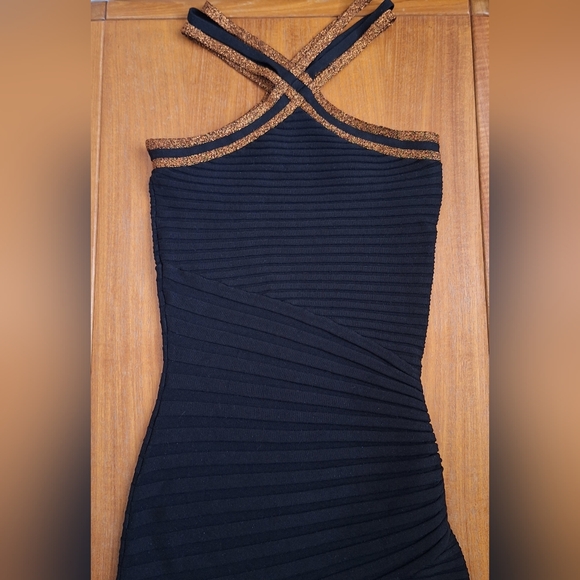 Marciano Dresses & Skirts - Marciano Silk Halter Dress Choker Bandage Bodycon Shimmery Cocktail LBD Womens S